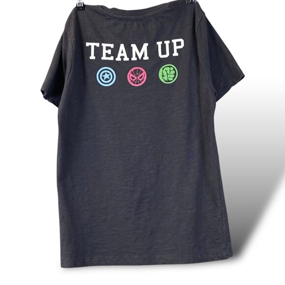 VTG Mad Engine Marvel Team Up T-Shirt Youth M Spiderman, Hulk, Captian America - Picture 4 of 9